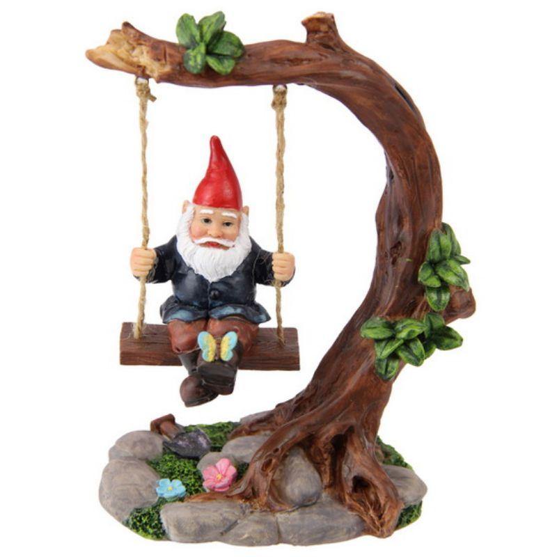 Gnome on Tree Swing - 14cm