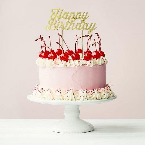 Happy Birthday - Gold Plated Cake Topper - 10cm x 5cm - The Base Warehouse