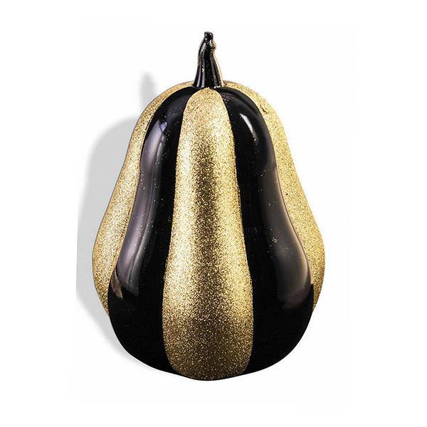 Black & Gold Glitter Pumpkin Decoration - The Base Warehouse