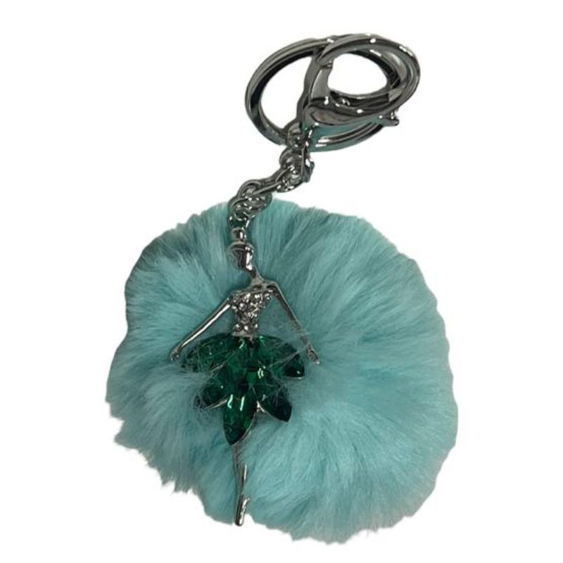 Metal Keychain With Plush Ball - 9cm