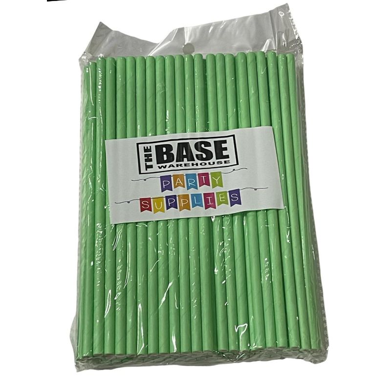 80 Pack Green Paper Straws - 0.6cm x 19.7cm