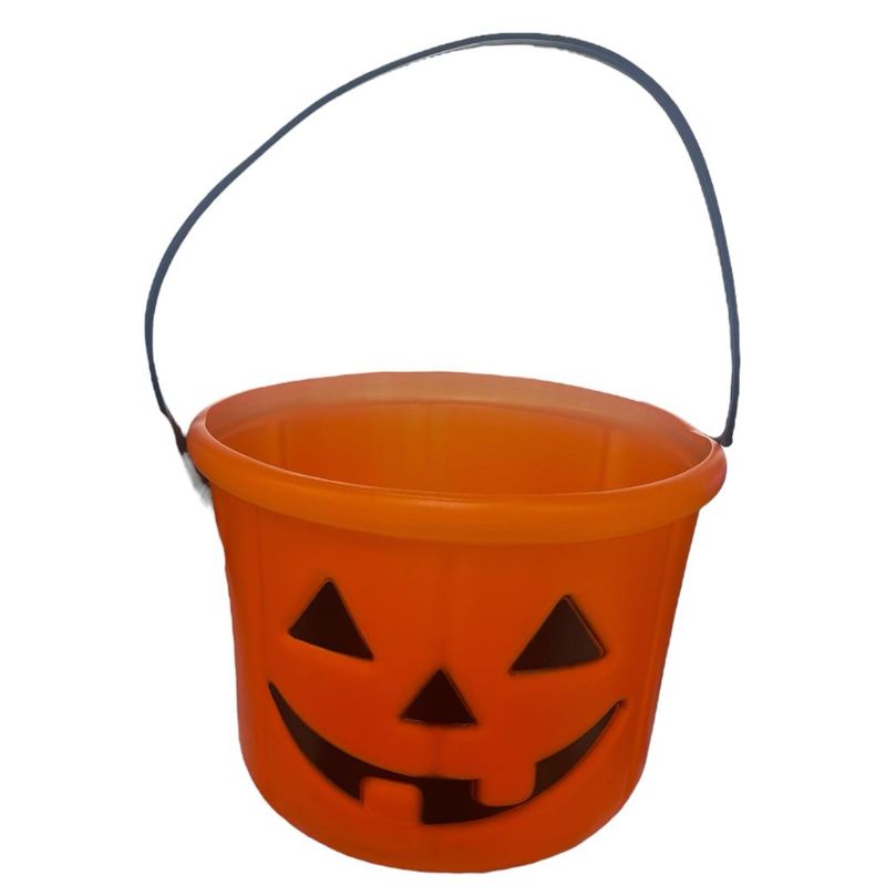 Large Plastic Orange Pumpkin Bucket - 19cm x 14cm