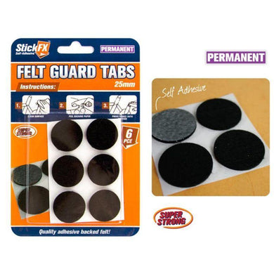 6 Pack Self-Adhesive Felt Guard Tabs - 25mm - The Base Warehouse