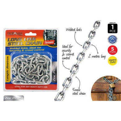 Long Link Chain - 5mm x 2m - The Base Warehouse