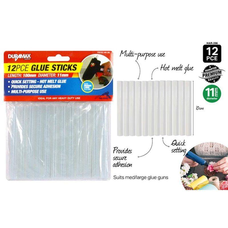 12 Pack Clear Glue Sticks - 100mm x 11mm - The Base Warehouse