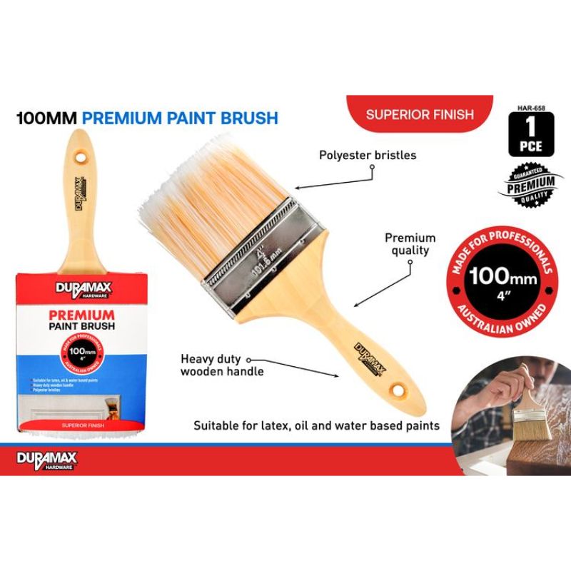 Premium Wooden Paint Brush - 100mm