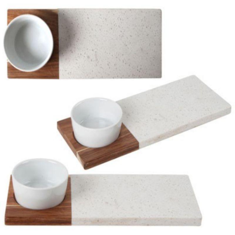 Bellance Wood & Terrazzo Tapas Serving Board - 30cm x 12cm x 6cm - The Base Warehouse