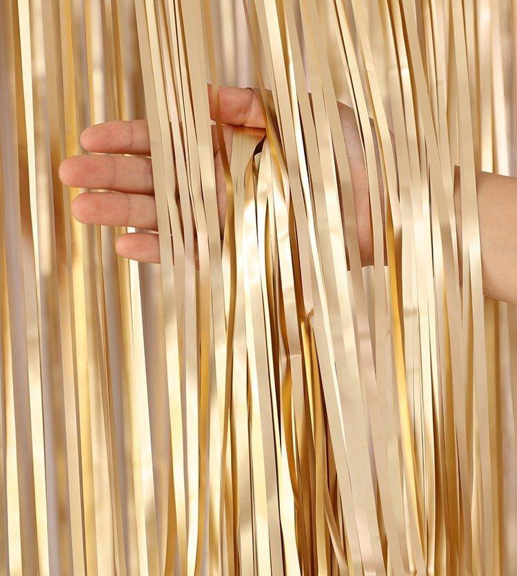 Metallic Gold Matte Tinsel Curtain - The Base Warehouse