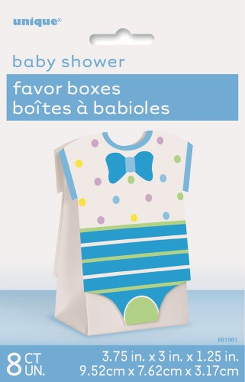 8 Pack Blue Dots Baby Shower Favor Boxes - 9.52cm x 7.62cm