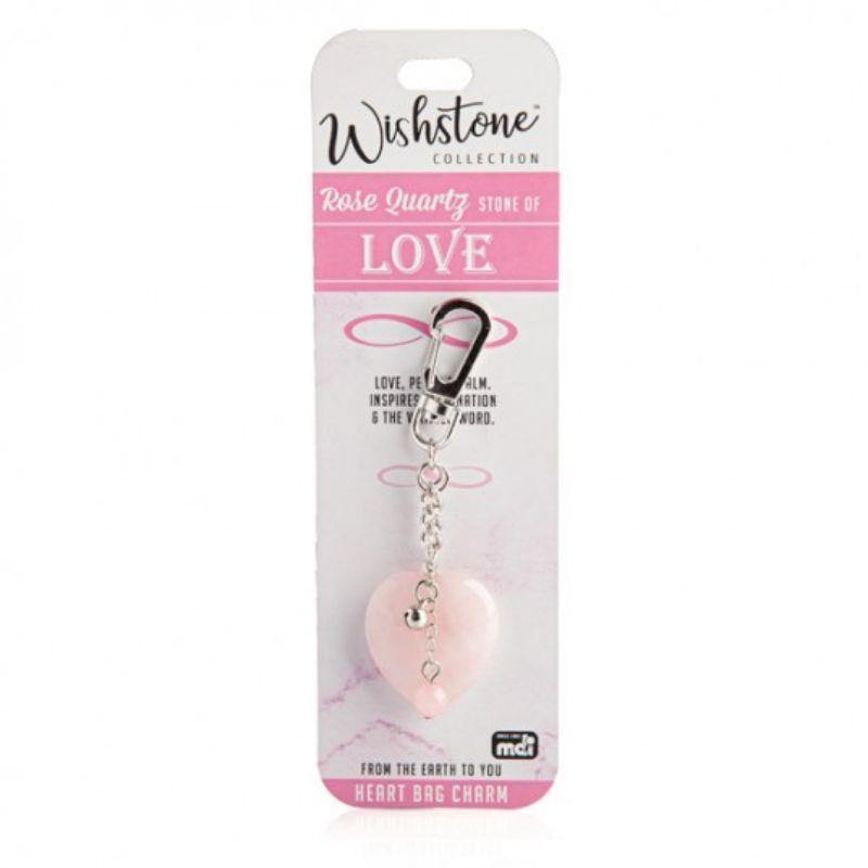 Wishstone Collection Rose Quartz Heart Bag Charm - The Base Warehouse