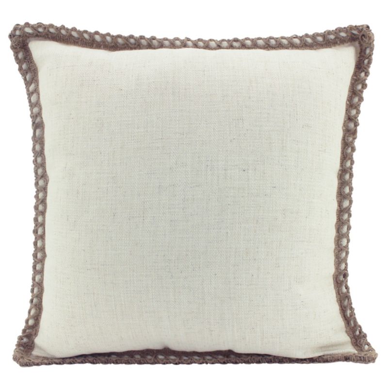 Beige Jute Edge Linen Cushion - 50cm x 50cm