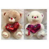 Load image into Gallery viewer, Valentines Plush Bear with Sequins Heart - 20cm - The Base Warehouse
