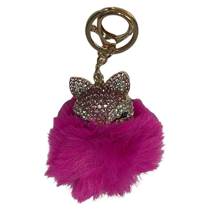 Metal Keychain With Plush Ball - 9cm