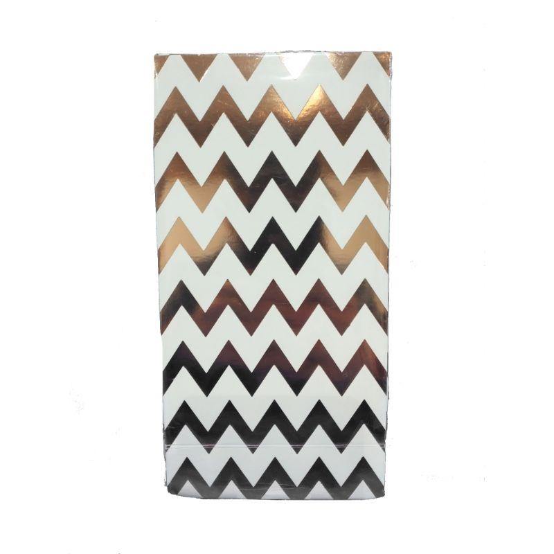 10 Pack Rose Gold Chevron Bags - 8.5cm x 13cm - The Base Warehouse