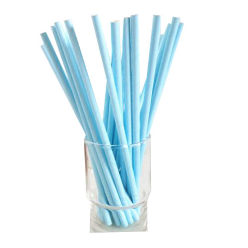80 Pack Light Blue Paper Straws - 0.6cm x 19.7cm