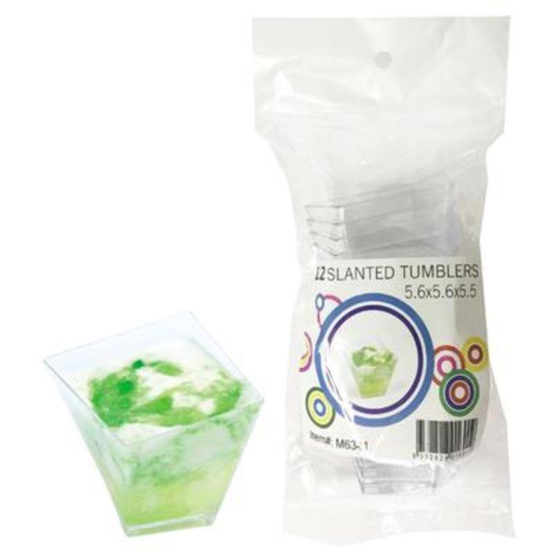 12 Pack Mini Slanted Tumblers - 5.6cm x 5.6cm x 5.5cm - The Base Warehouse