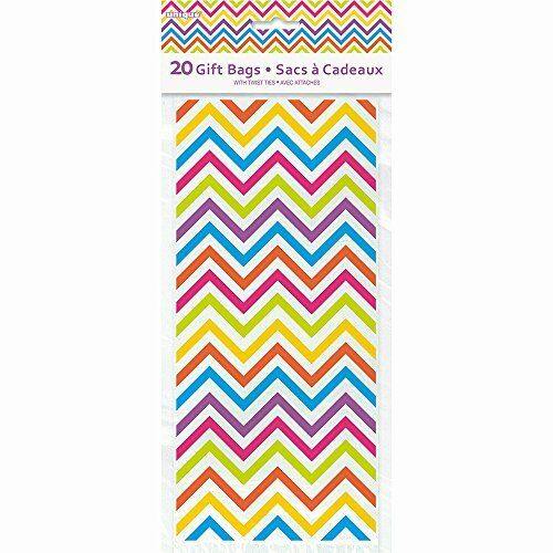 20 Pack Rainbow Chevron Clear Cello Bags - The Base Warehouse
