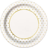 Load image into Gallery viewer, 8 Pack Gold Foil Mini Dots Paper Plates - 23cm - The Base Warehouse