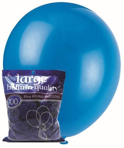 100 Pack Royal Blue Latex Balloons - 30cm - The Base Warehouse