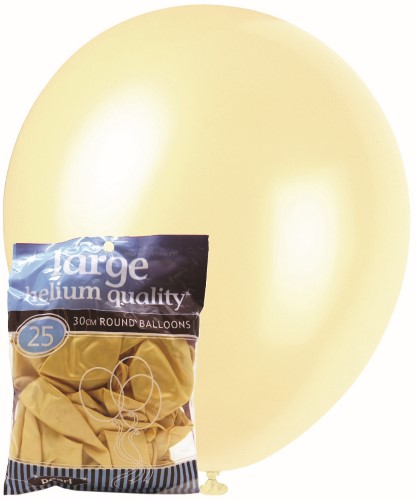 25 Pack Pearl Cream Latex Balloons - 30cm