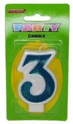 Blue Numeral 3 Candle - The Base Warehouse
