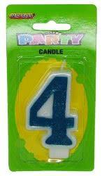 Blue Numeral 4 Candle - The Base Warehouse