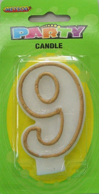 Gold Numeral 9 Candle - The Base Warehouse