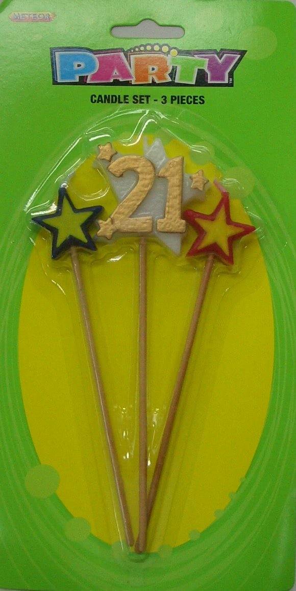 3 Piece Gold Numeral 21 Candle Set - The Base Warehouse