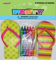 6 Pack Flip-Flop Notepads & Crayons