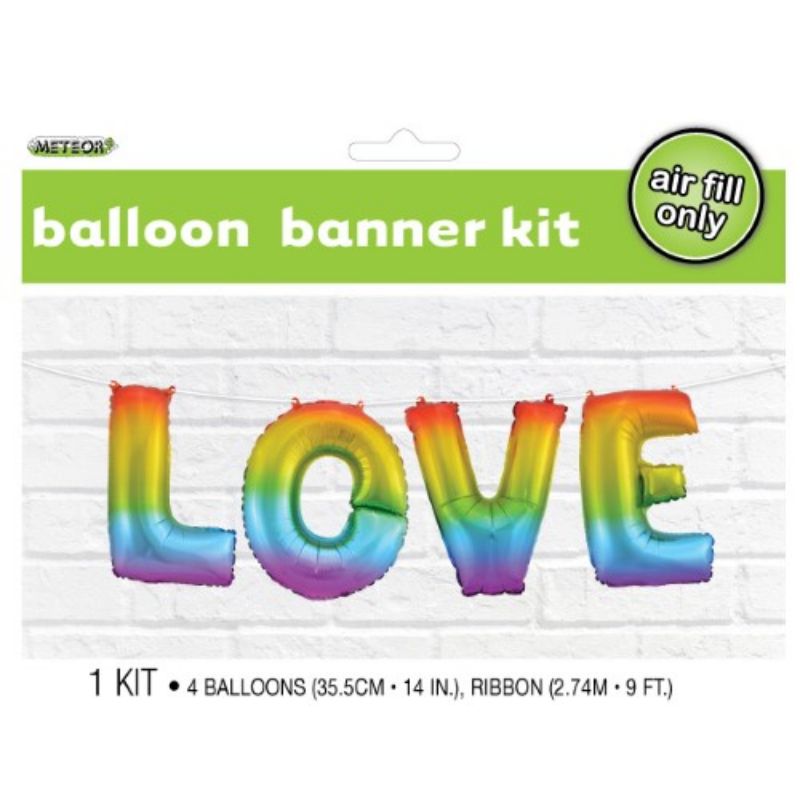Rainbow LOVE Foil Letter Balloon Kit