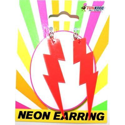 Orange Neon Lightning Earrings - The Base Warehouse