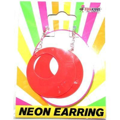 Orange Neon Oval Earrings - The Base Warehouse