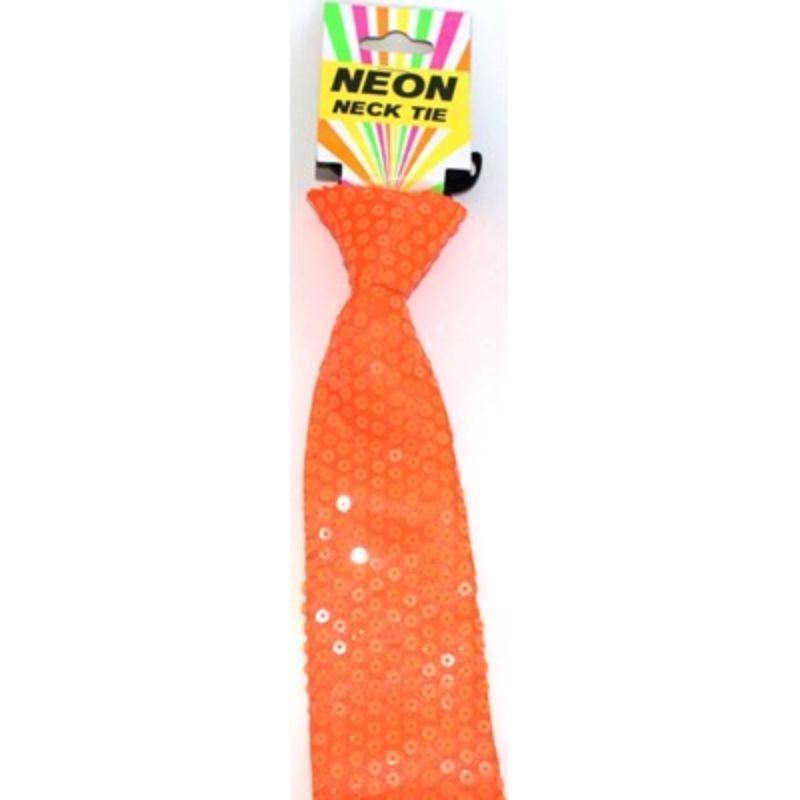 Neon Orange Sequin Tie - The Base Warehouse