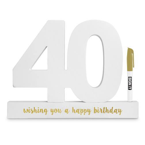 40th Gold Foil Birthday Signature Block
