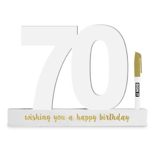 70th Gold Foil Birthday Signature Block - The Base Warehouse
