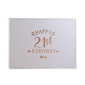 Happy 21st Birthday Signature Rose Gold Guest Book