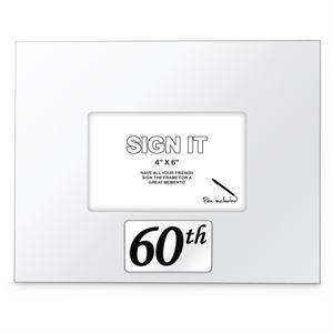 White 60th Signature Photo Frame With White Marker
