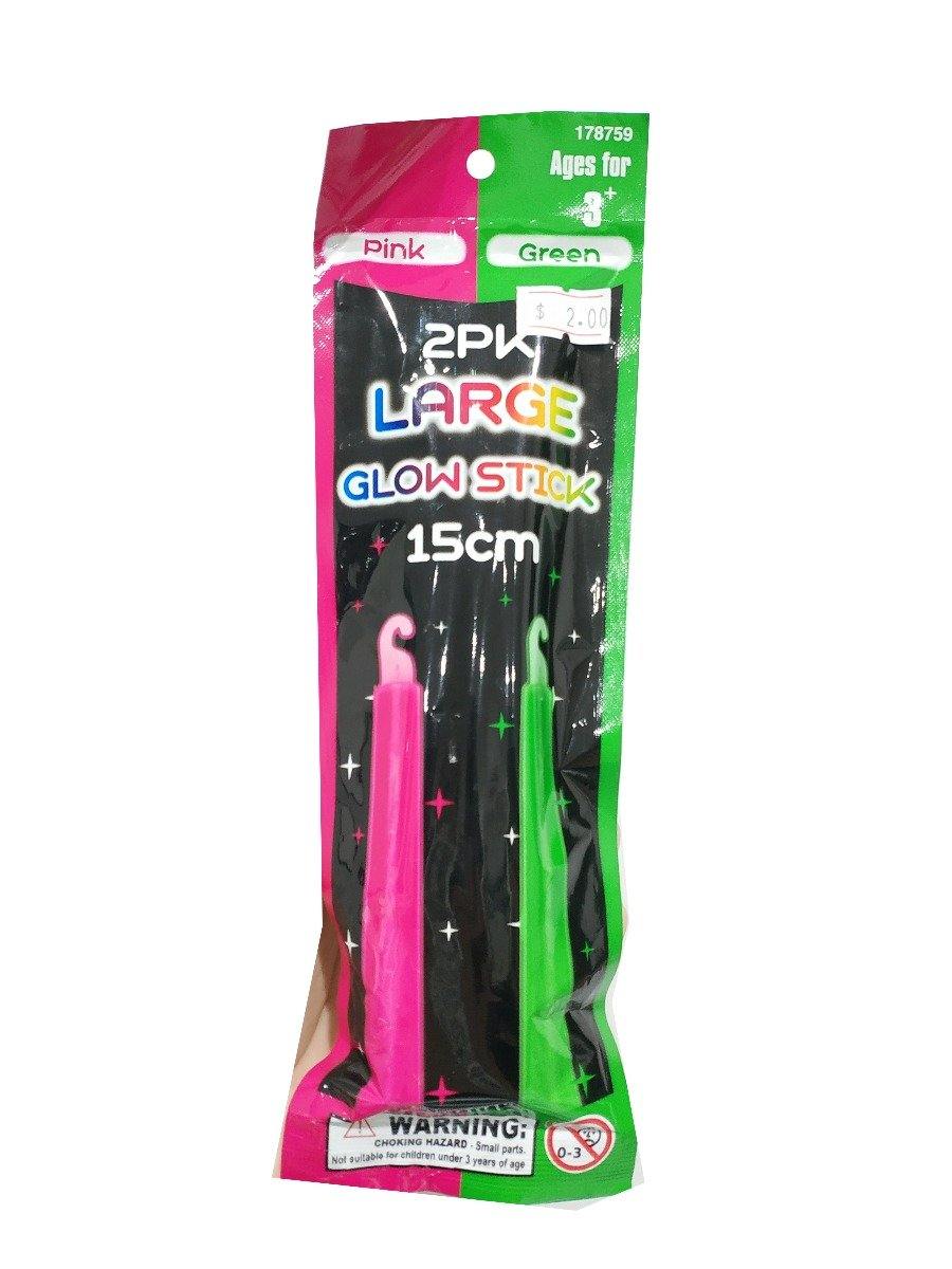 2 Pack Multi Colour Large Glow Stick 15cm - The Base Warehouse