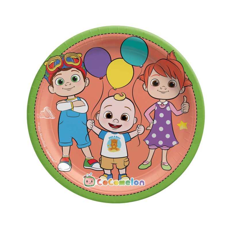8 Pack Cocomelon Paper Plates - 17cm