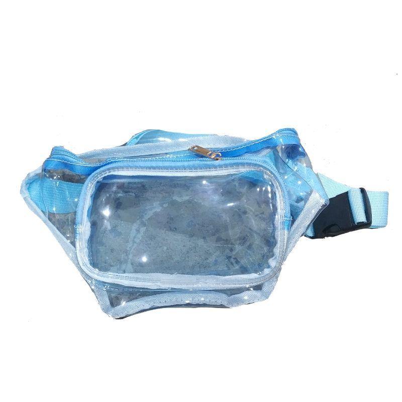 Retro Clear Blue Bum Bag - 30cm x 15cm x 7cm - The Base Warehouse