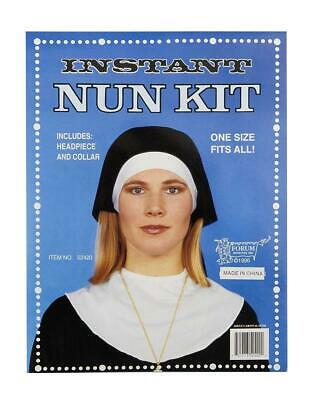 Womens Black And White Nun Headpiece And Collar