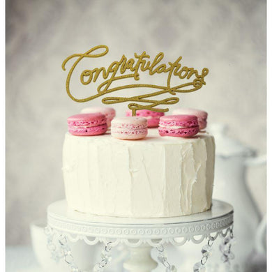 CONGRATULATIONS Gold Cake Topper - 180mm x 90mm - The Base Warehouse
