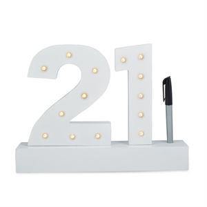 White 21st LED Signature Block with Marker