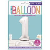 Load image into Gallery viewer, Giant Standing Silver Numberal 1 Foil Balloon - 76.2cm
