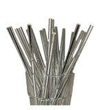 Load image into Gallery viewer, 25 Pack Silver Paper Straws - 0.6cm x 19.7cm
