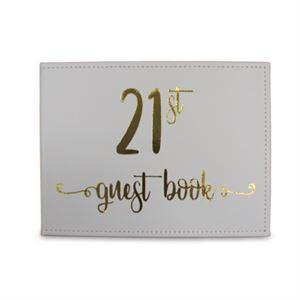 White 21st Guest Book with Gold Text - The Base Warehouse