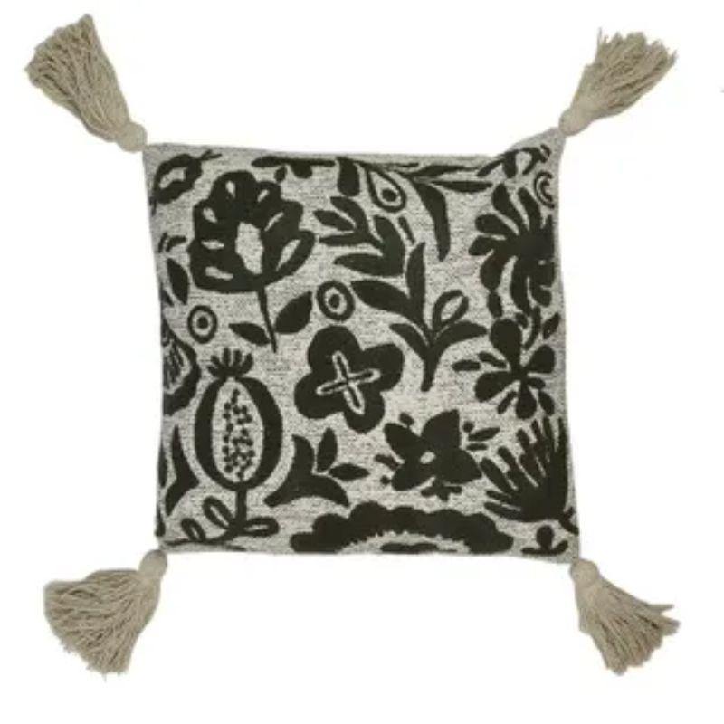 Natural/Green Grove Cotton Cushion - 50cm x 50cm - The Base Warehouse