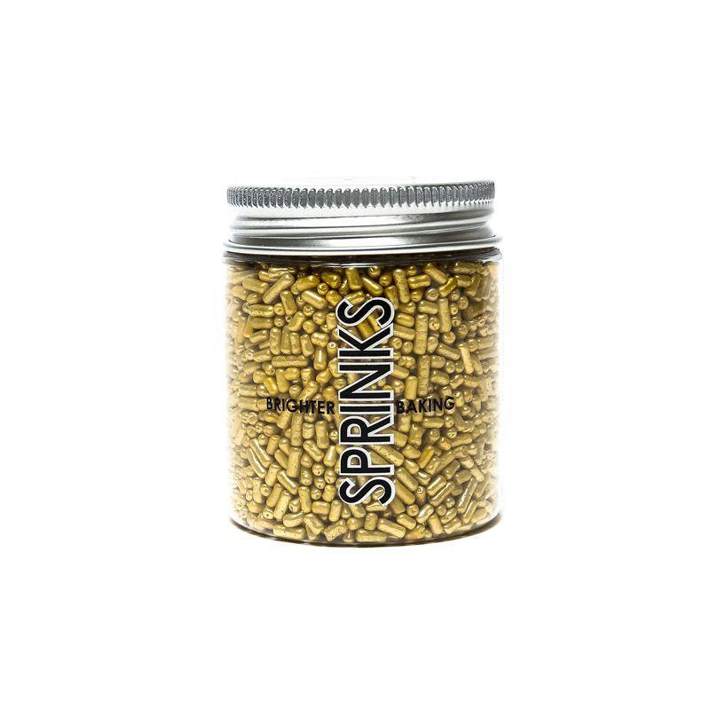 SPRINKS Metallic Gold Jimmies 1mm - 85g - The Base Warehouse