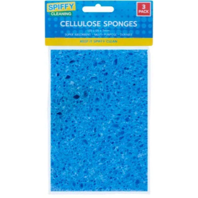 3 Pack Cellulose Sponges - 13.5cm x 9cm x 3cm - The Base Warehouse
