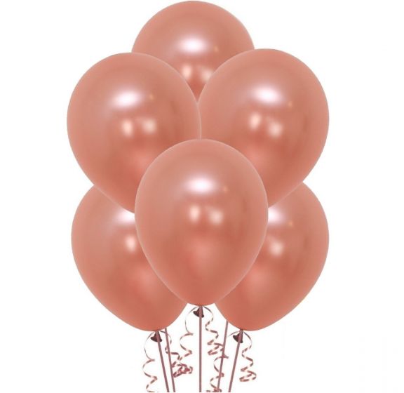 25 Pack Metallic Pearl Rose Gold Latex Balloon - 30cm